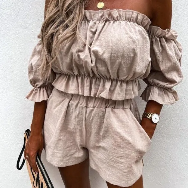 Off-shoulder 2 Piece Short Dress Set