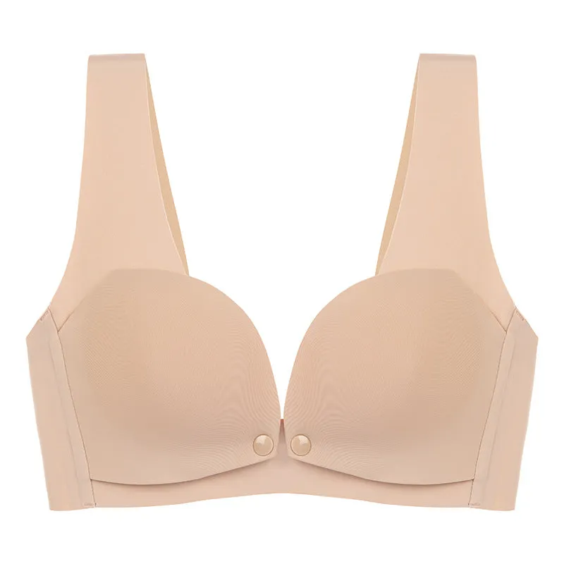 One-piece seamless maternity nursing bra push-up postpartum breastfeeding anti-sagging vest style front button bra thin section