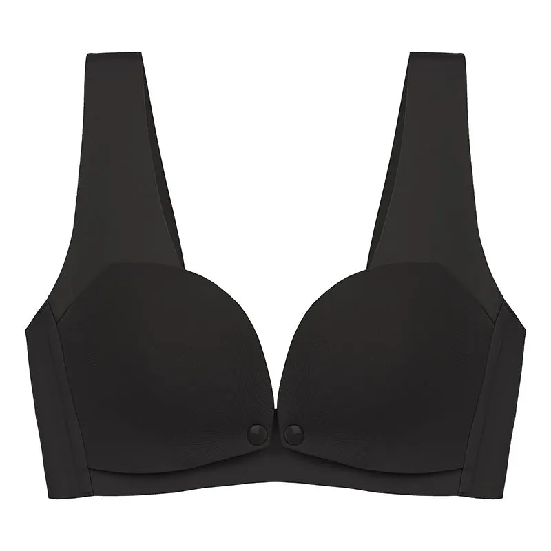 One-piece seamless maternity nursing bra push-up postpartum breastfeeding anti-sagging vest style front button bra thin section