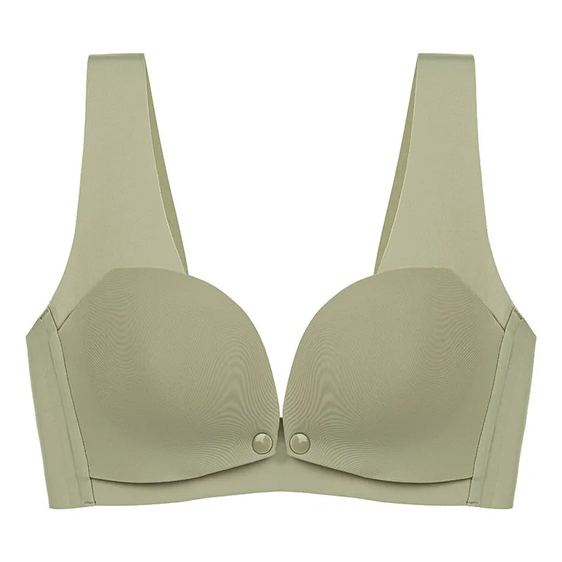 One-piece seamless maternity nursing bra push-up postpartum breastfeeding anti-sagging vest style front button bra thin section