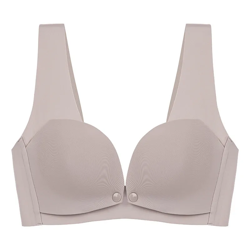 One-piece seamless maternity nursing bra push-up postpartum breastfeeding anti-sagging vest style front button bra thin section
