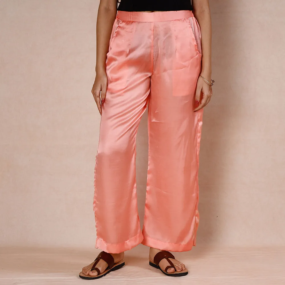 Peach - Light Peach Pure Modal Silk Plain Palazzo