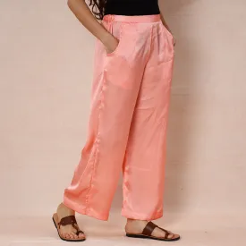 Peach - Light Peach Pure Modal Silk Plain Palazzo