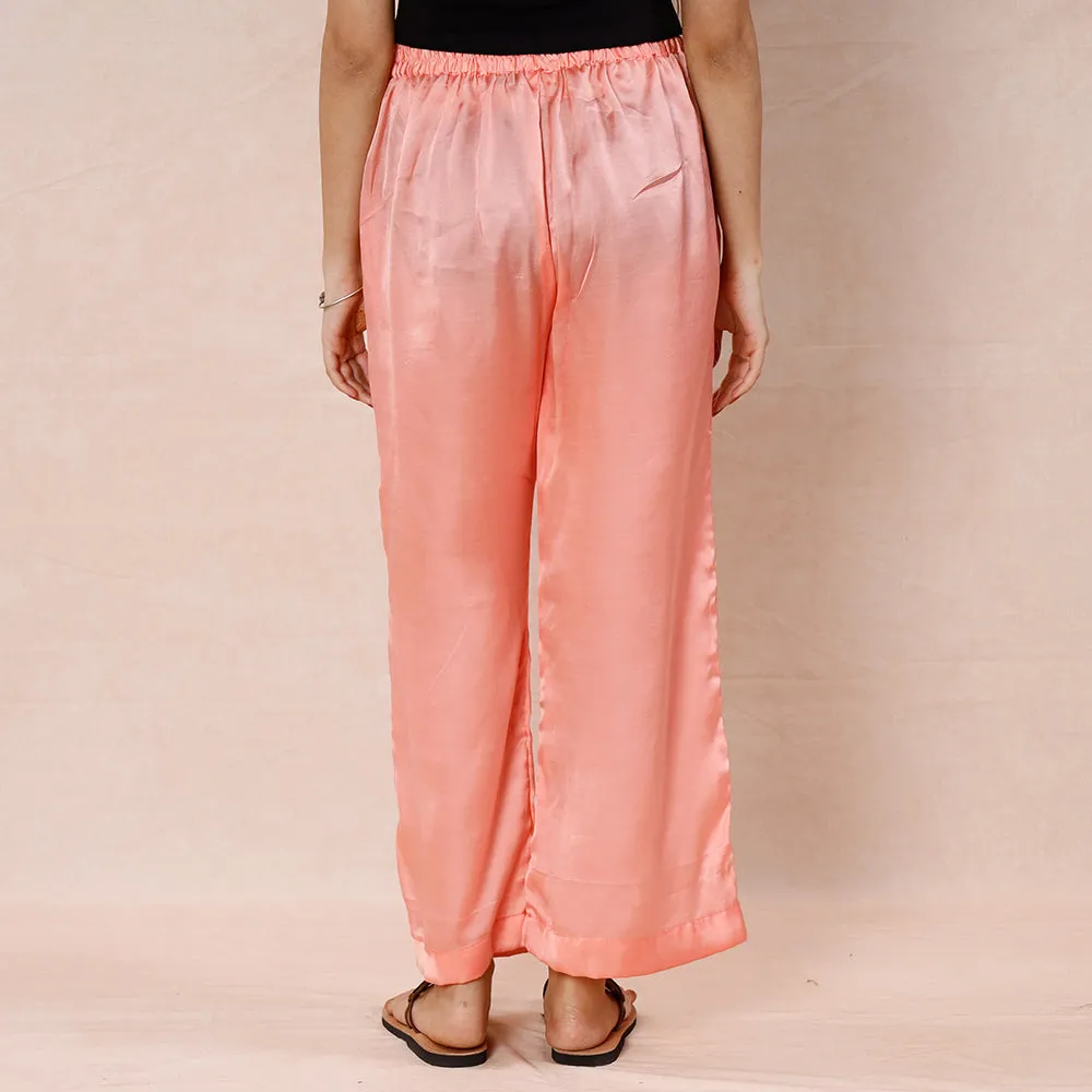 Peach - Light Peach Pure Modal Silk Plain Palazzo