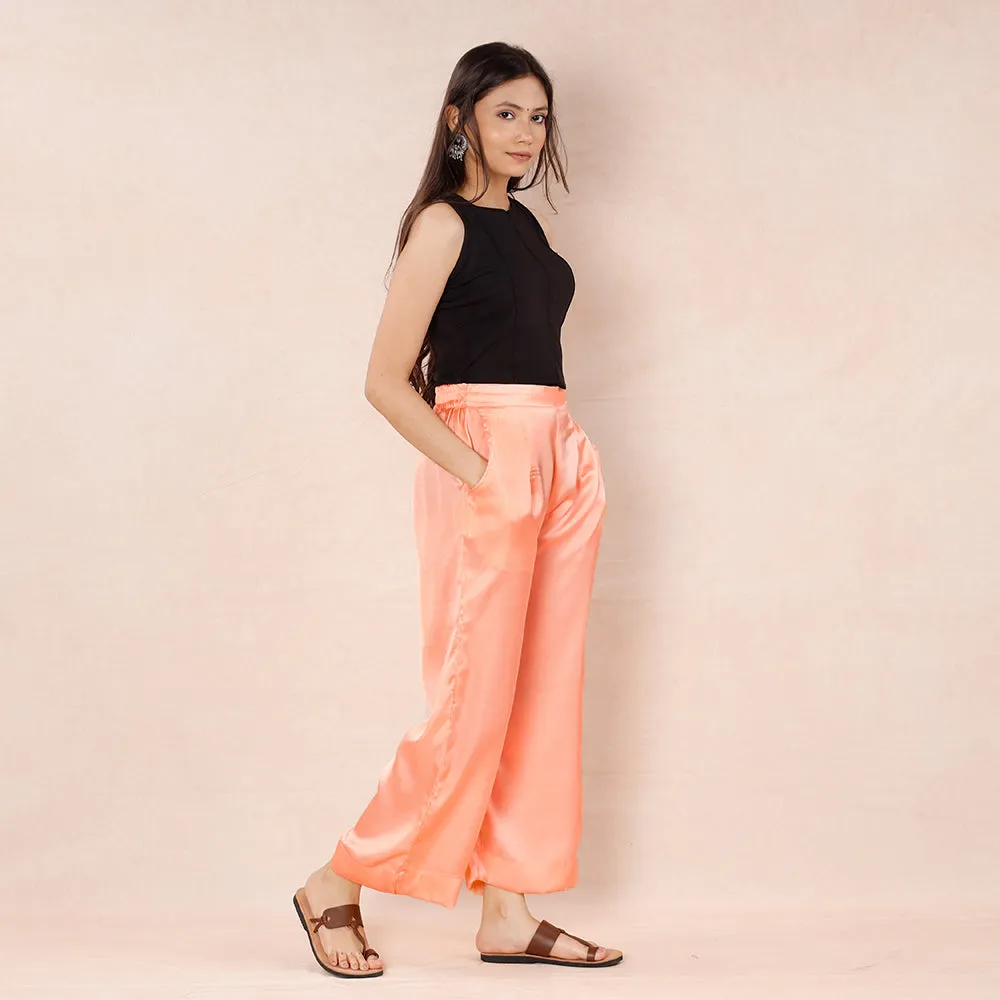 Peach - Pure Modal Silk Plain Palazzo
