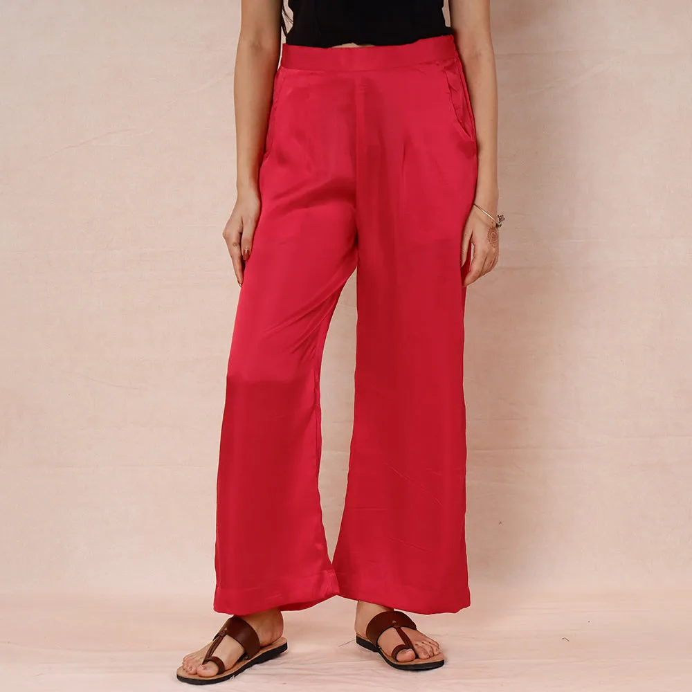 Pink - Pure Modal Silk Plain Palazzo