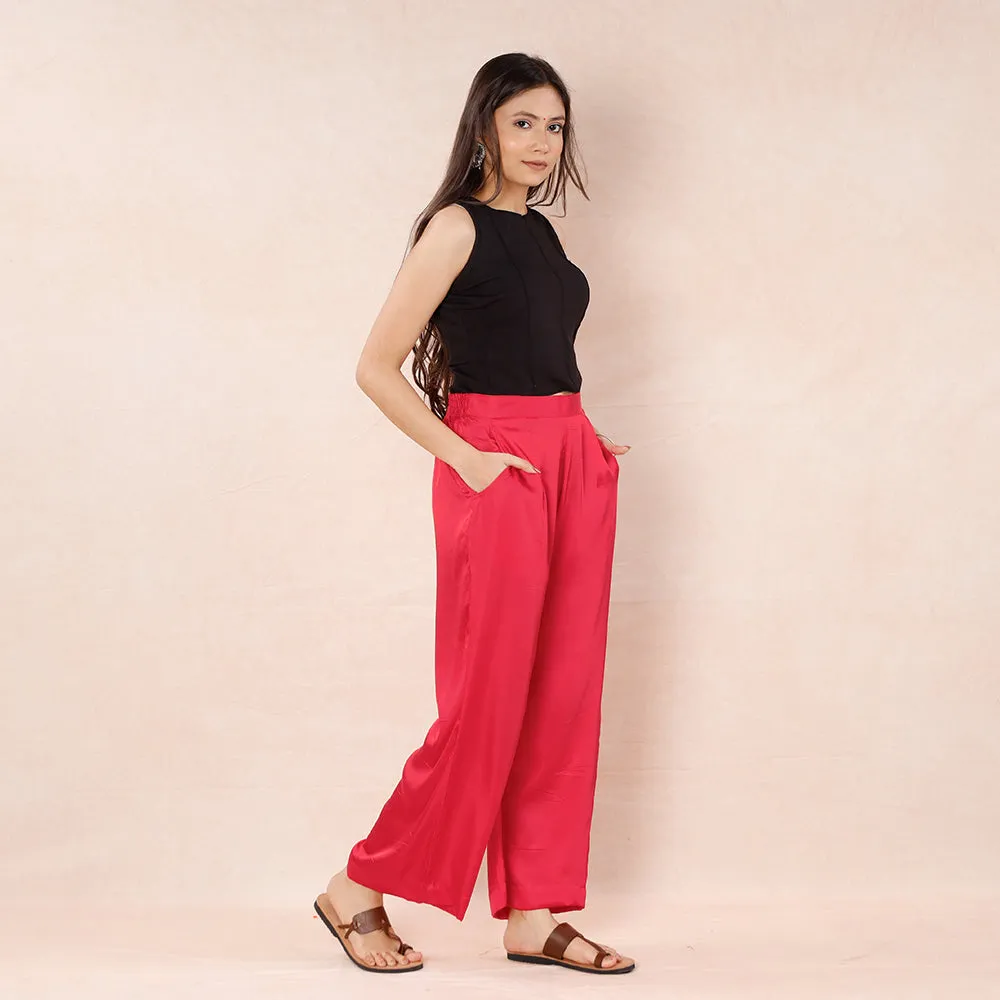 Pink - Pure Modal Silk Plain Palazzo