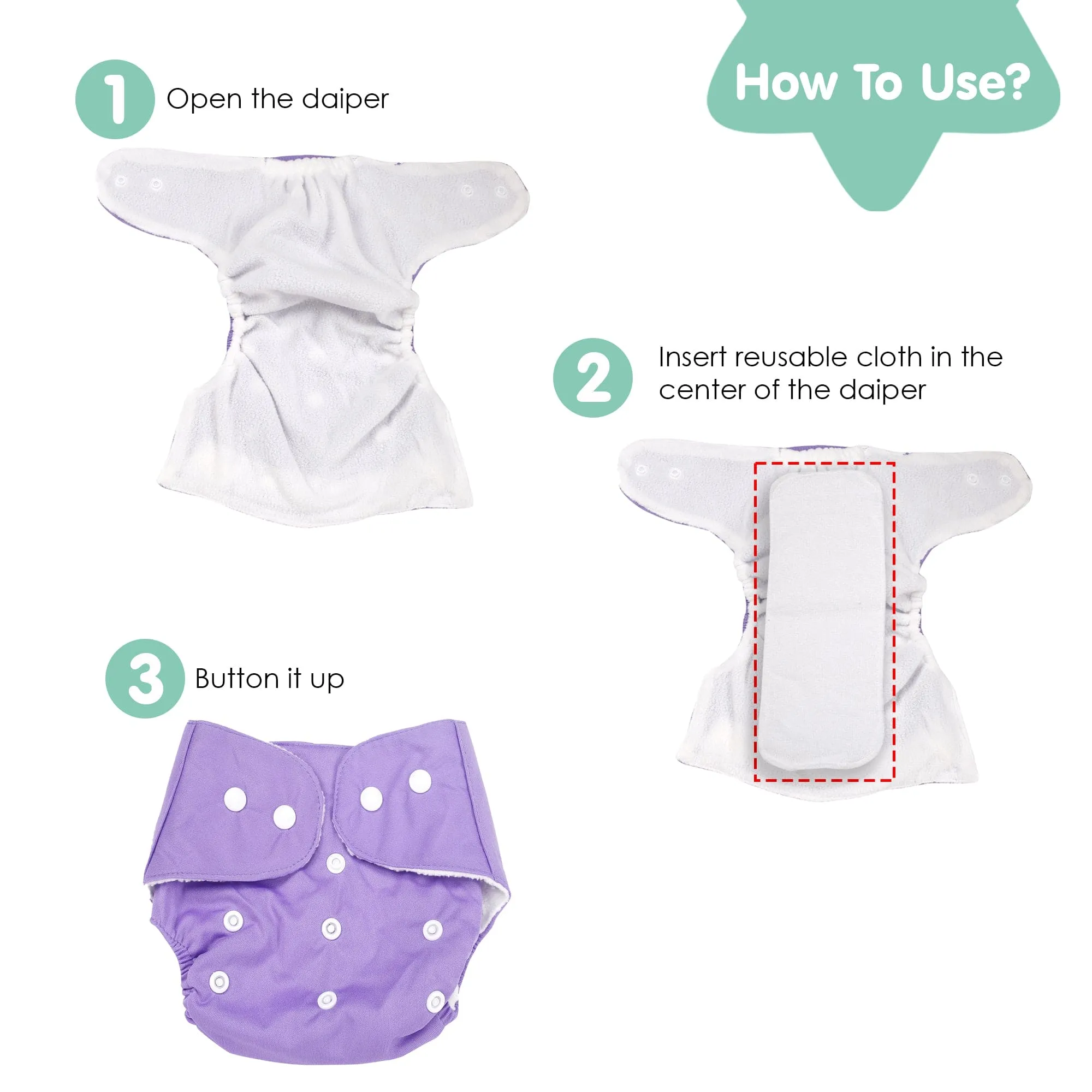 Plain Purple Reusable Diaper