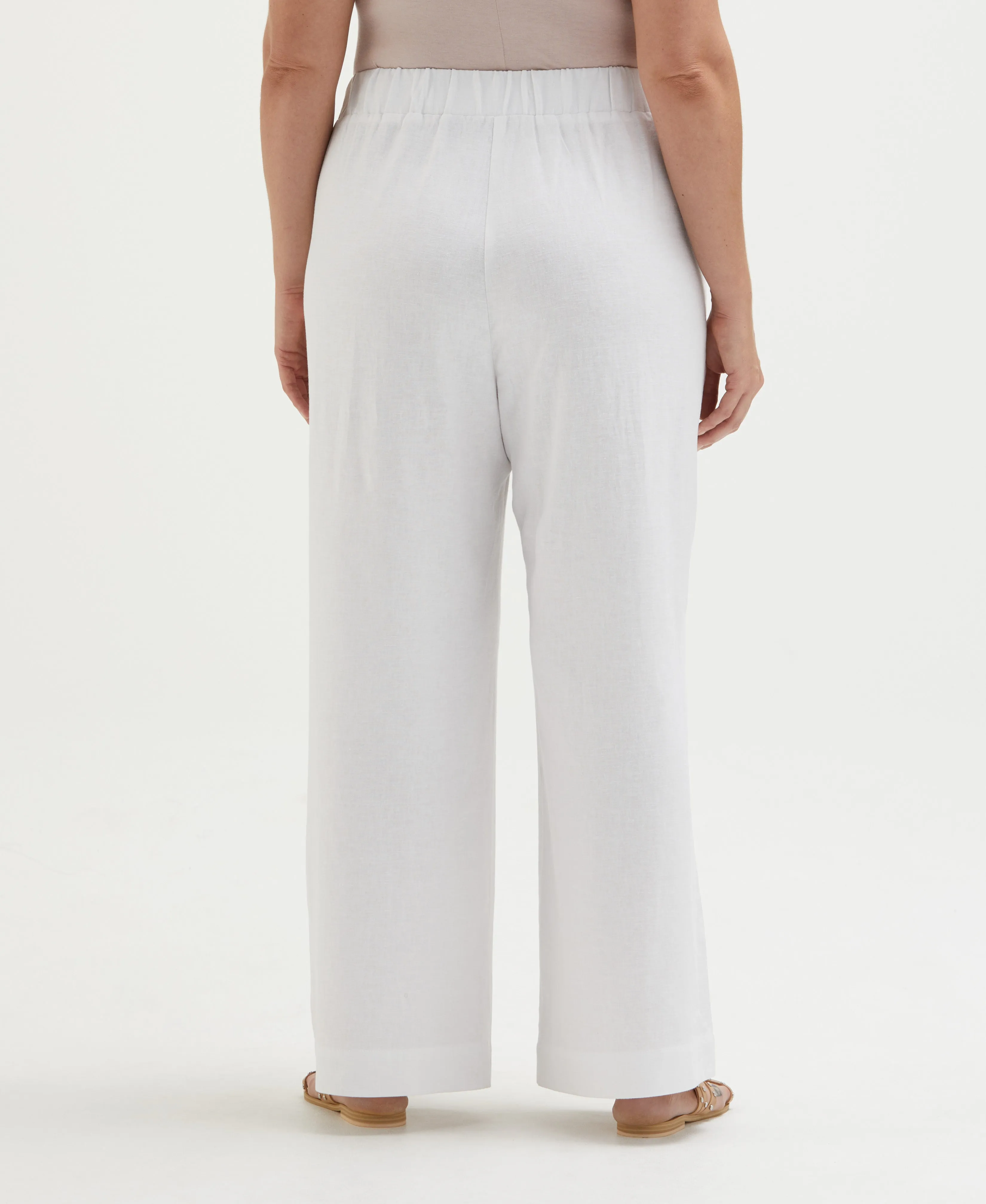Plus Size Linen Blend Pleated Wide Leg Pant