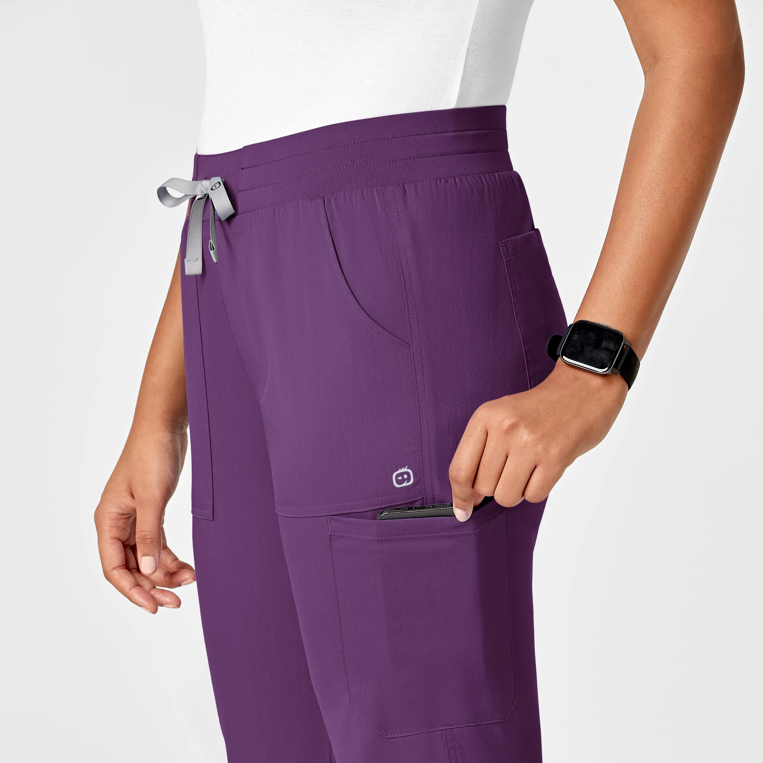 PRO Women's Slim Leg Cargo Scrub Pant - Eggplant