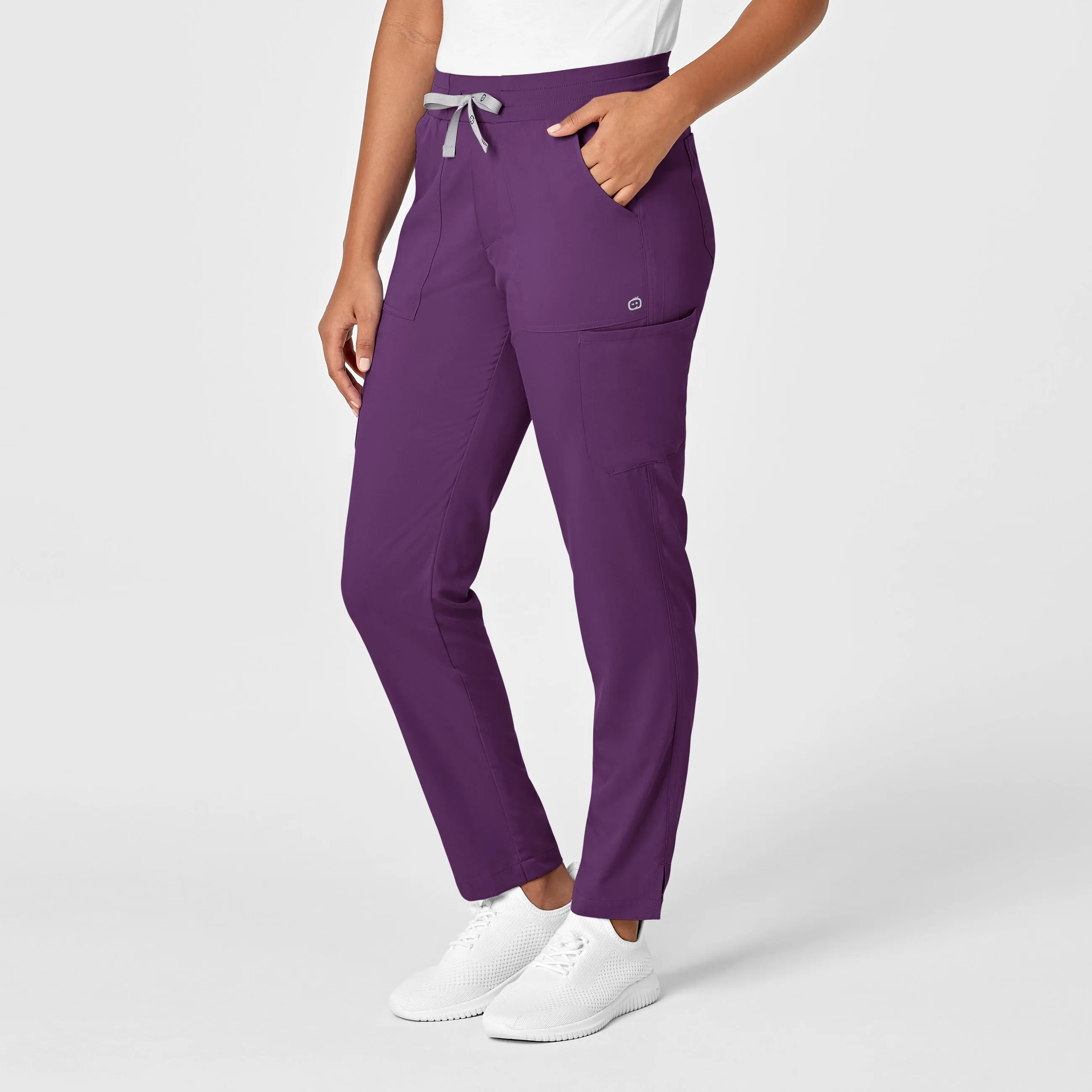 PRO Women's Slim Leg Cargo Scrub Pant - Eggplant