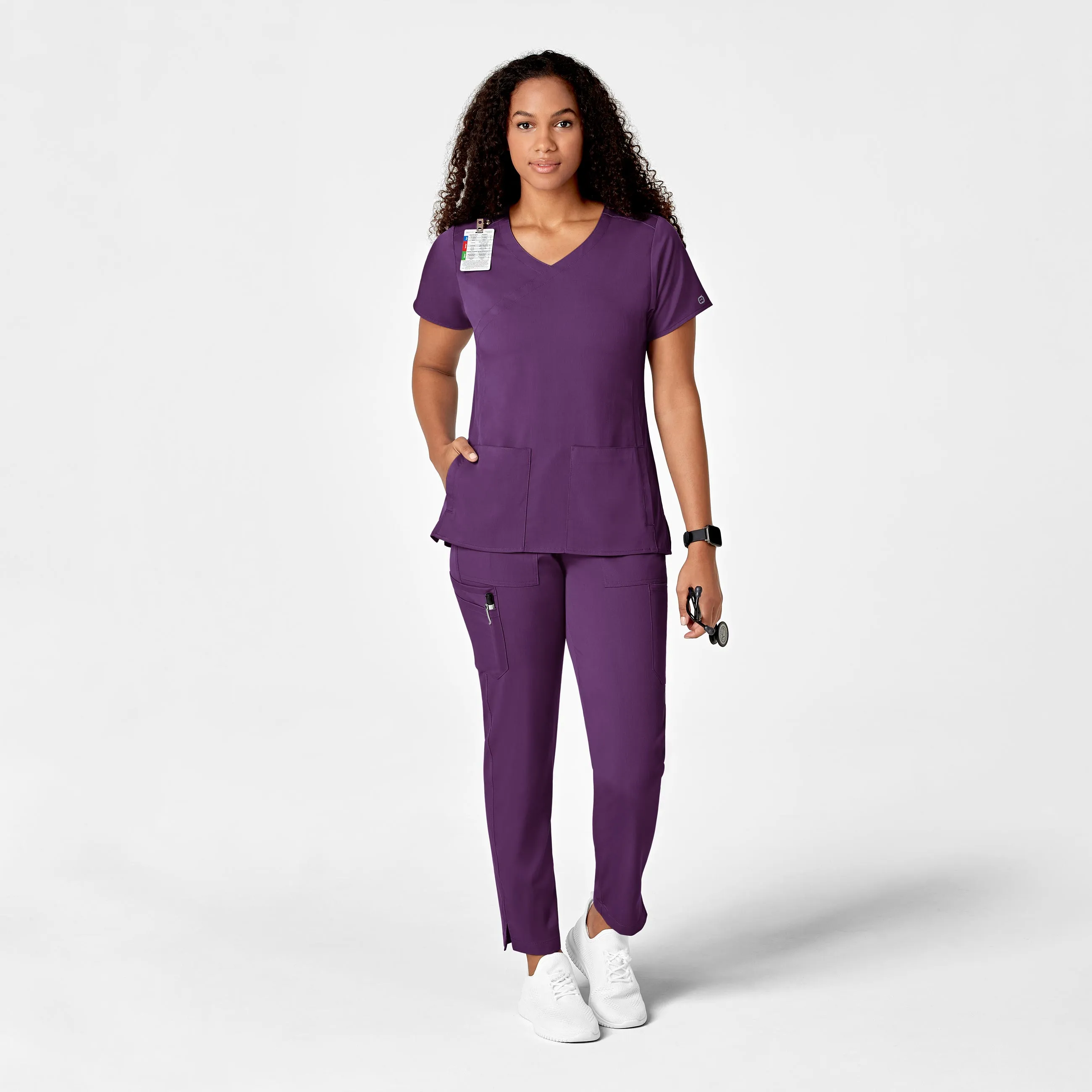 PRO Women's Slim Leg Cargo Scrub Pant - Eggplant