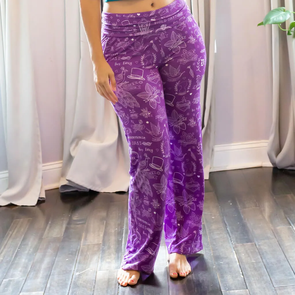 "Austen-tatious" Jane Austen Tattoos Foldover Straight Leg Lounge Pants with Pockets