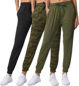 Real Essentials 3 Pack: Women's Ultra-Soft Lounge Joggers Sweatpants Athletic Yoga Pants with Pockets (Available in Plus)