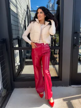 Red Wine Faux Leather Pants