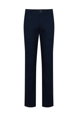 Regular Fit Side Pocket High Waist Unpleated Cotton Gray Casual Pants, Navy D.