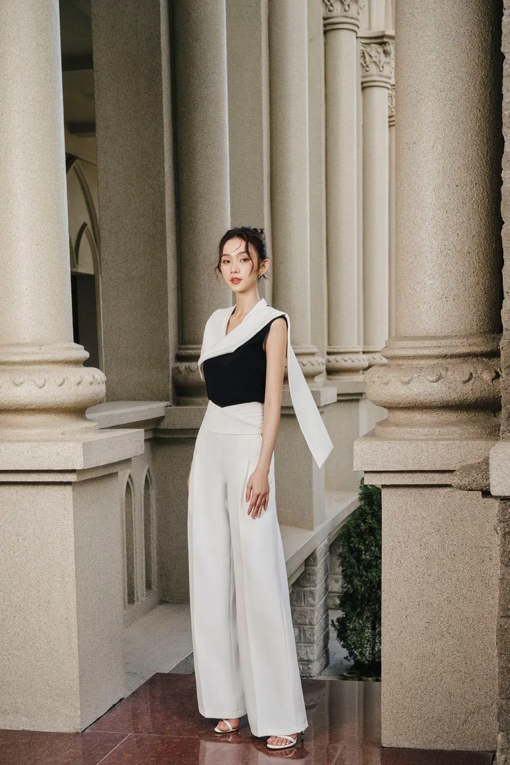 Rina Straight Wide Leg Twill Ankle Length Pants