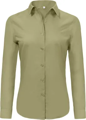 Ruisin Super Soft Wrinkle Free Button Down Shirts for Women Solid Long Sleeve Striped Formal Work Dress Blouses Tops