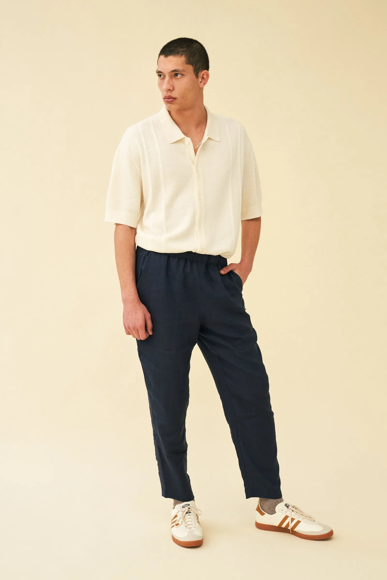 SEVILLE LINEN TROUSERS - NAVY