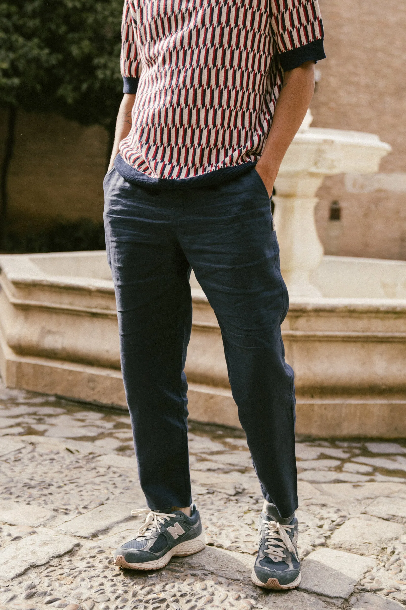 SEVILLE LINEN TROUSERS - NAVY