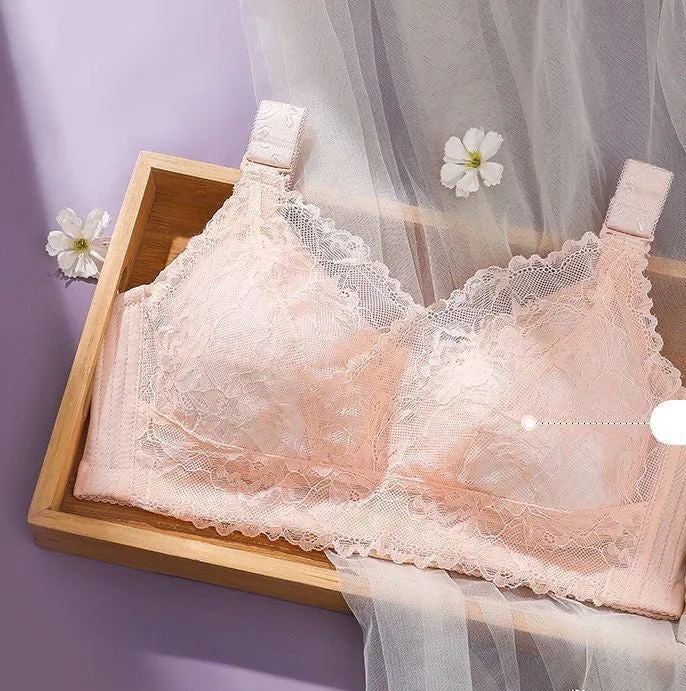 Side-collecting full cup bra for big breasts, thin bra without steel ring, underwear for women, anti-sagging and side-breasted adjustment bra