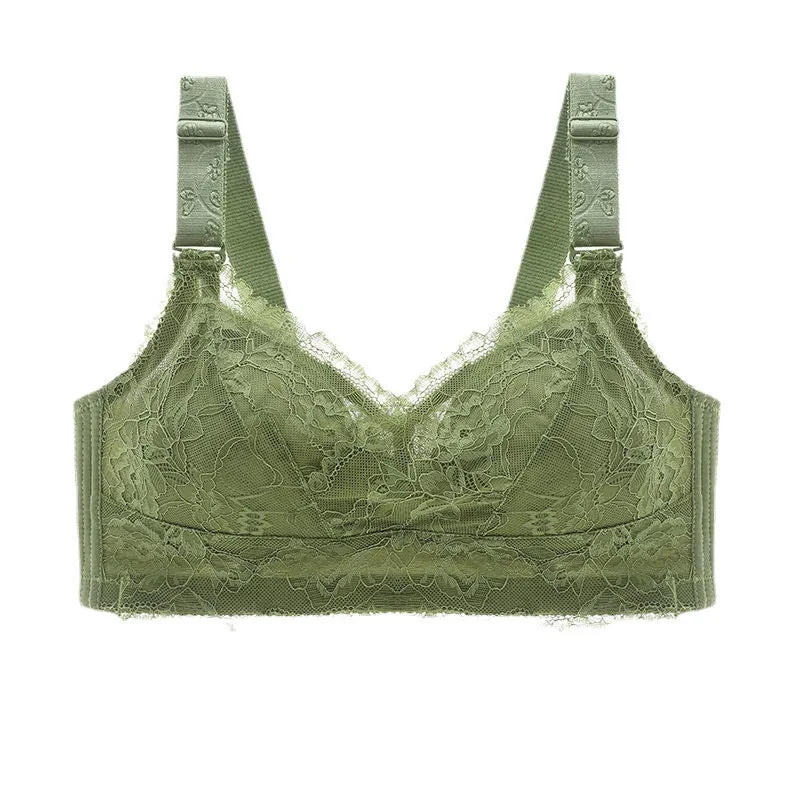 Side-collecting full cup bra for big breasts, thin bra without steel ring, underwear for women, anti-sagging and side-breasted adjustment bra