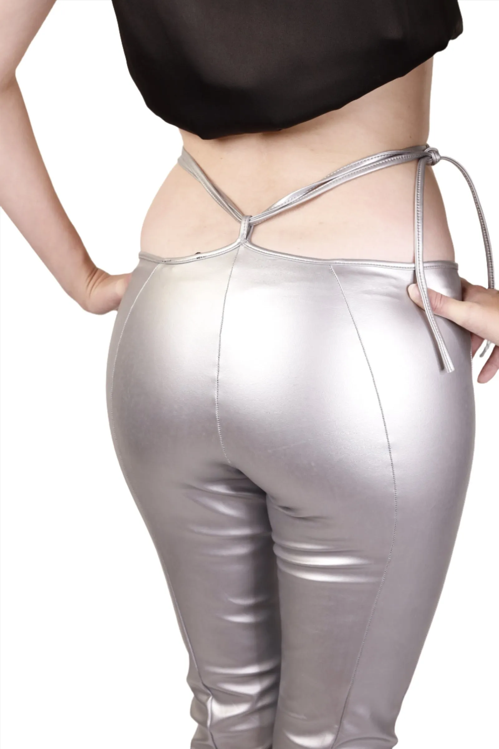 Silver High Waisted Rave Pants 1990s