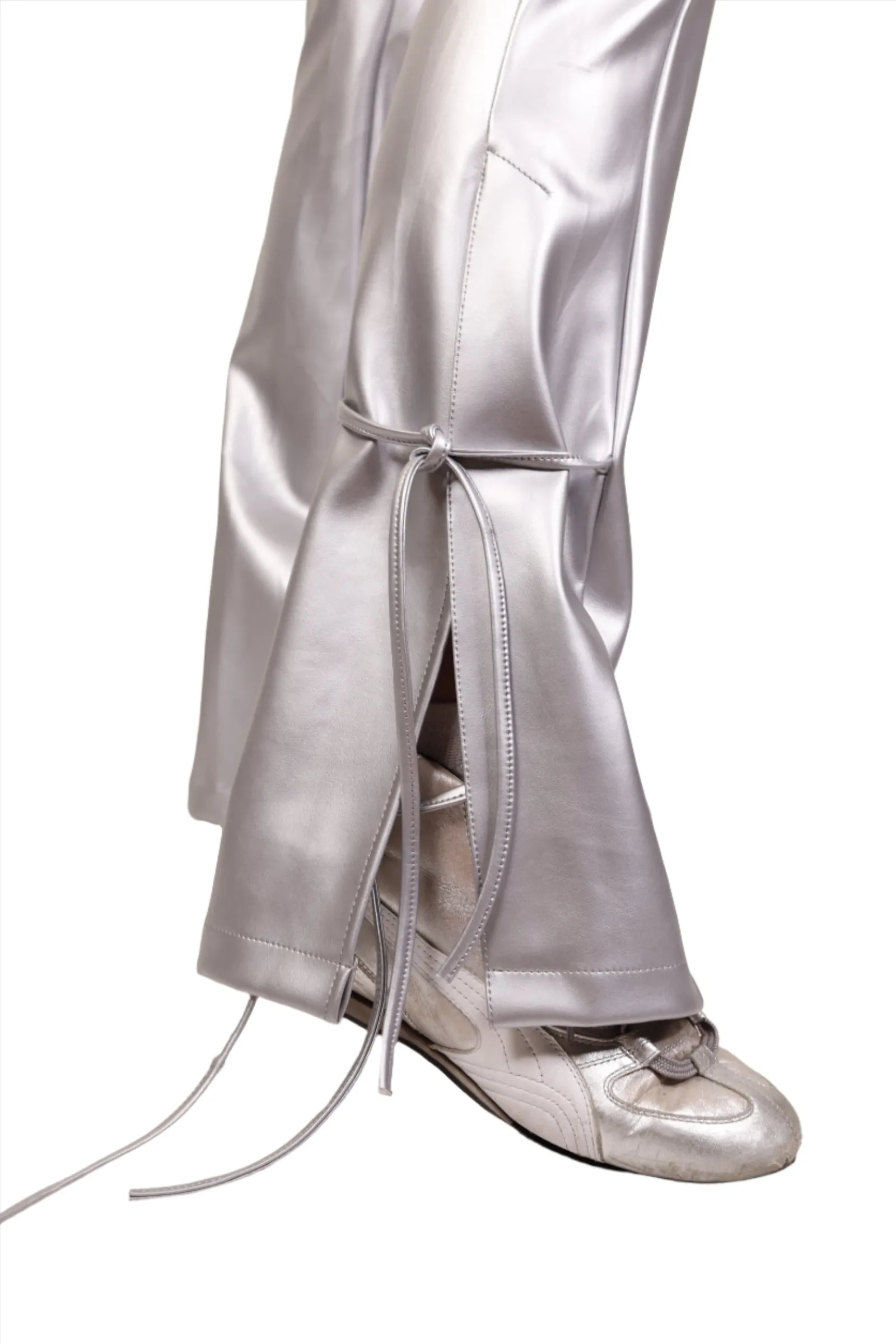 Silver High Waisted Rave Pants 1990s