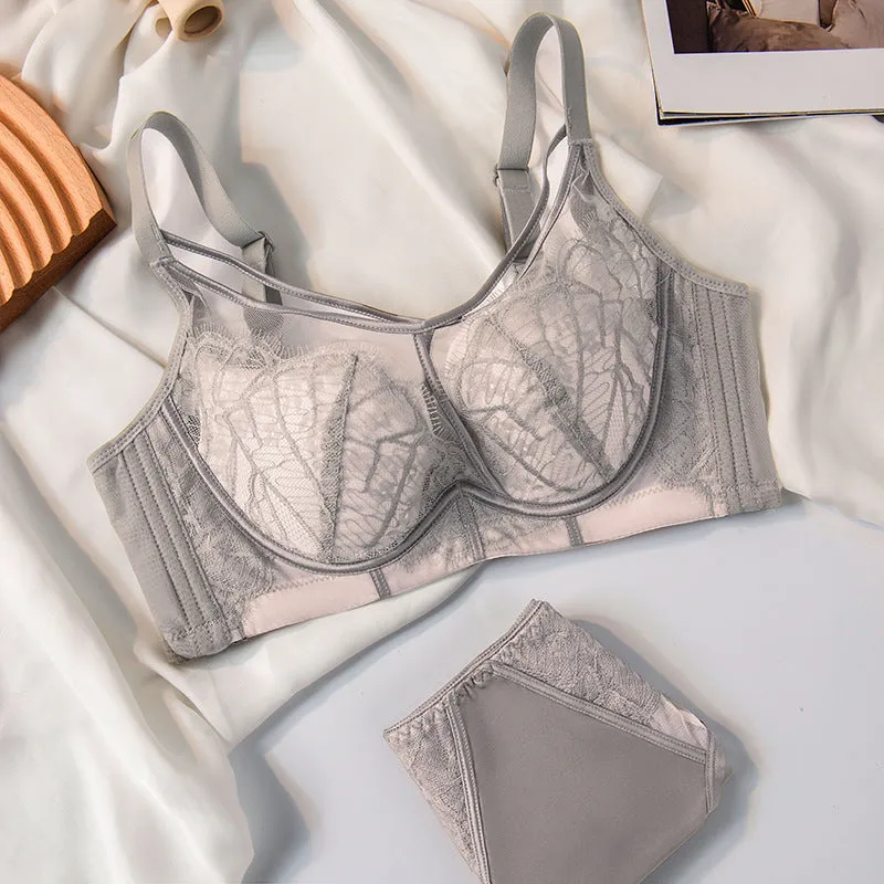 Soft steel ring thin shell cup breast beauty belt anti-sagging BC cup hollow gathering big breasts small underwear