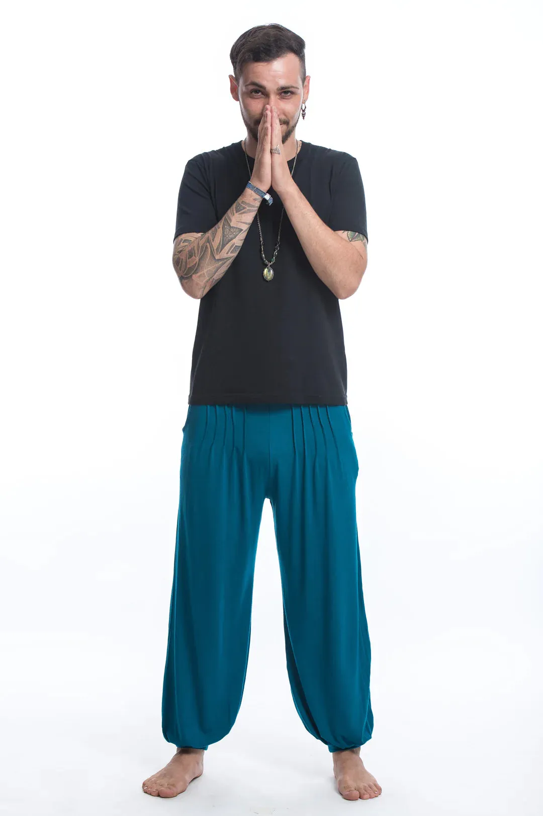 Spandex Cotton Harem Pant - Solid Blue, Thailand