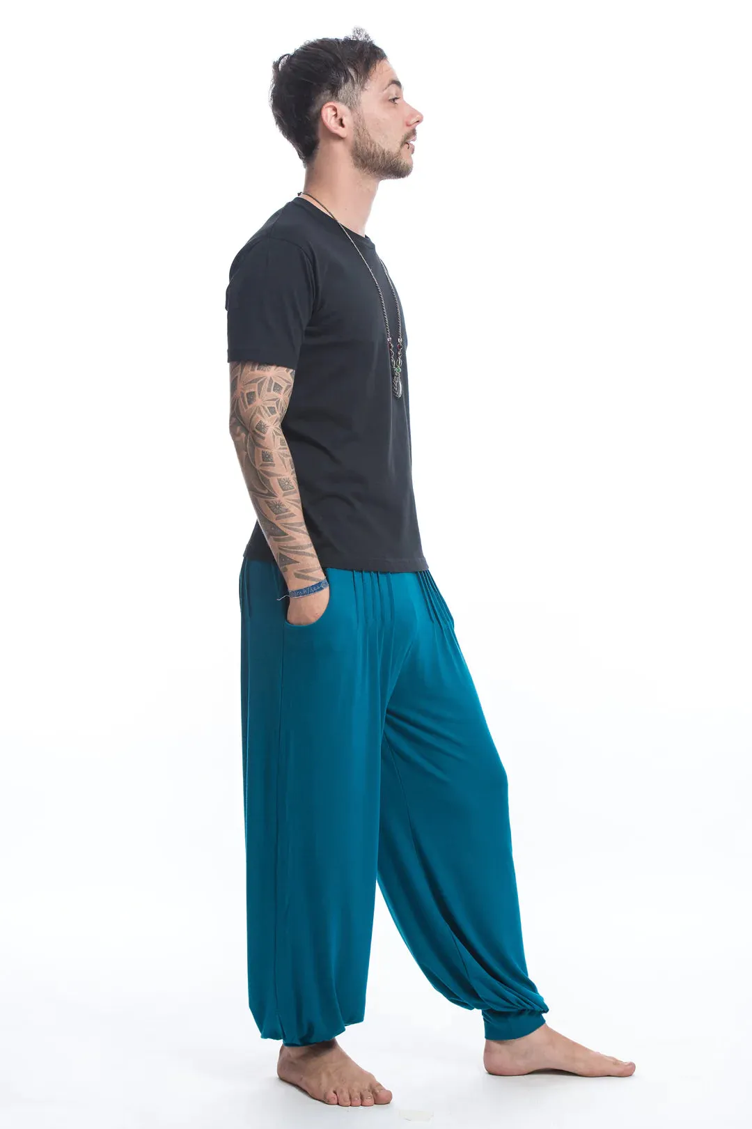 Spandex Cotton Harem Pant - Solid Blue, Thailand