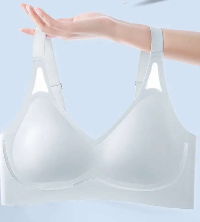 Summer Style Traceless Wire-Free Sleep Bra,Jelly Strip Soft Support Fixed Cup Bra