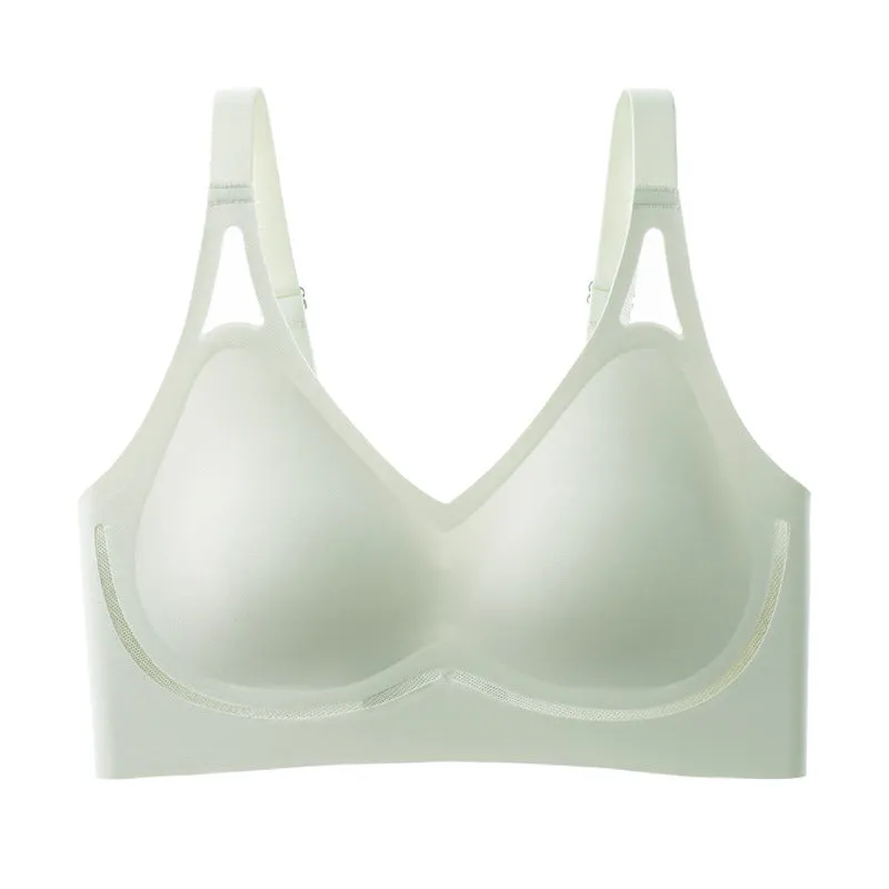 Summer Style Traceless Wire-Free Sleep Bra,Jelly Strip Soft Support Fixed Cup Bra