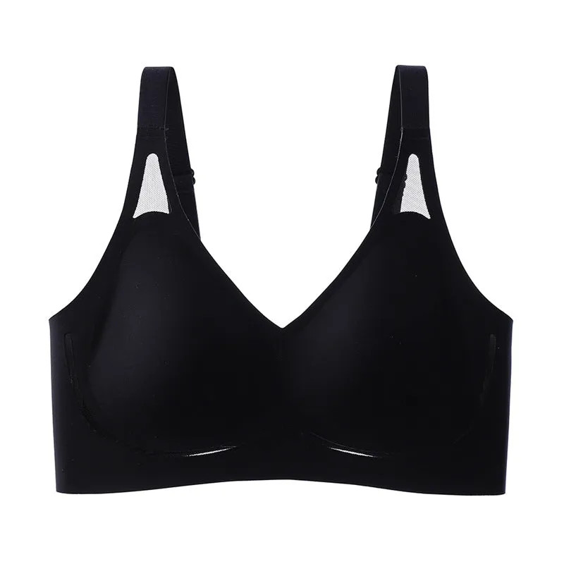 Summer Style Traceless Wire-Free Sleep Bra,Jelly Strip Soft Support Fixed Cup Bra