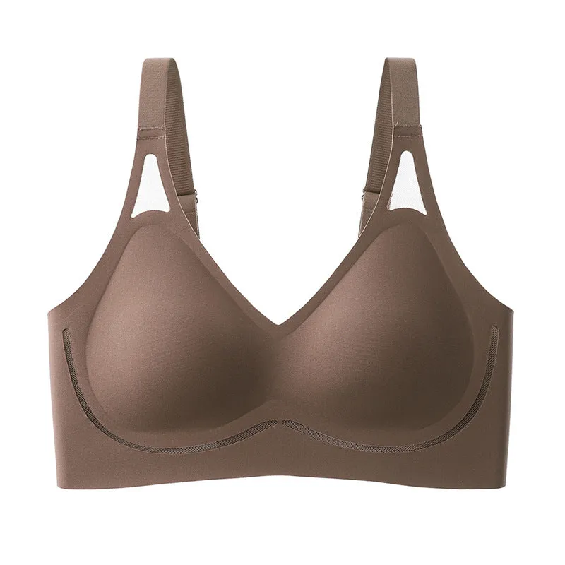 Summer Style Traceless Wire-Free Sleep Bra,Jelly Strip Soft Support Fixed Cup Bra