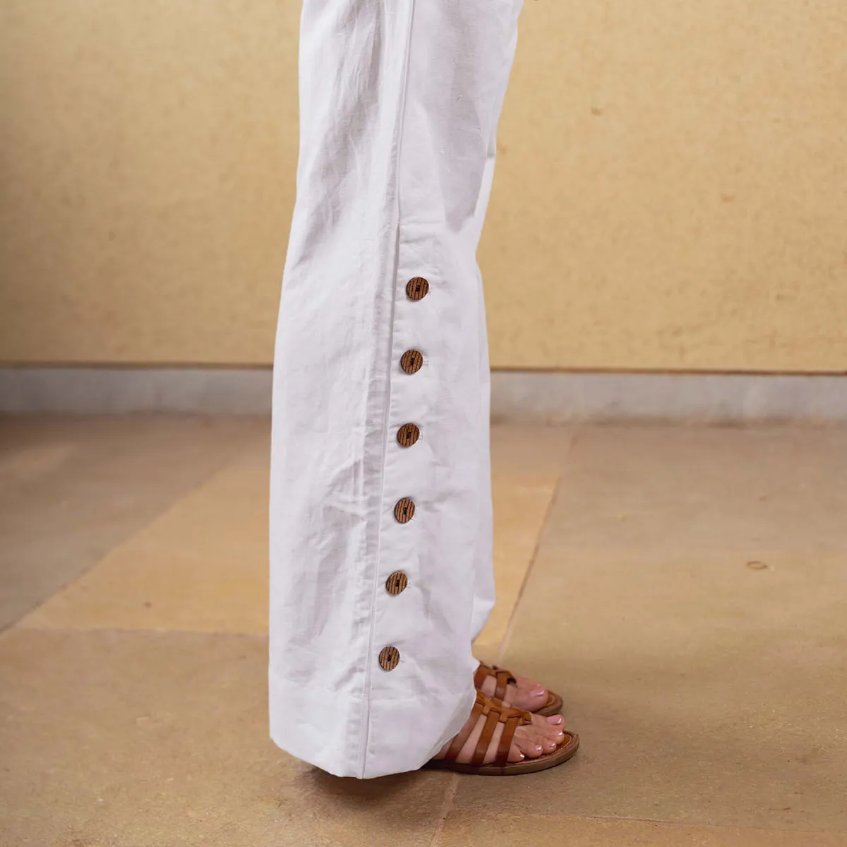 Tencel Solid Pant For Women | High Waist | White