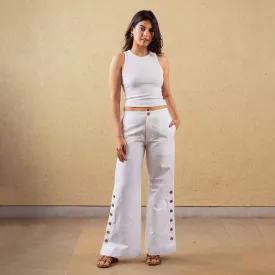 Tencel Solid Pant For Women | High Waist | White