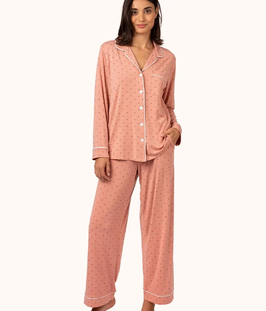 The All-Day Lounge Pant - Print: Pepper Dot/Shell Pink