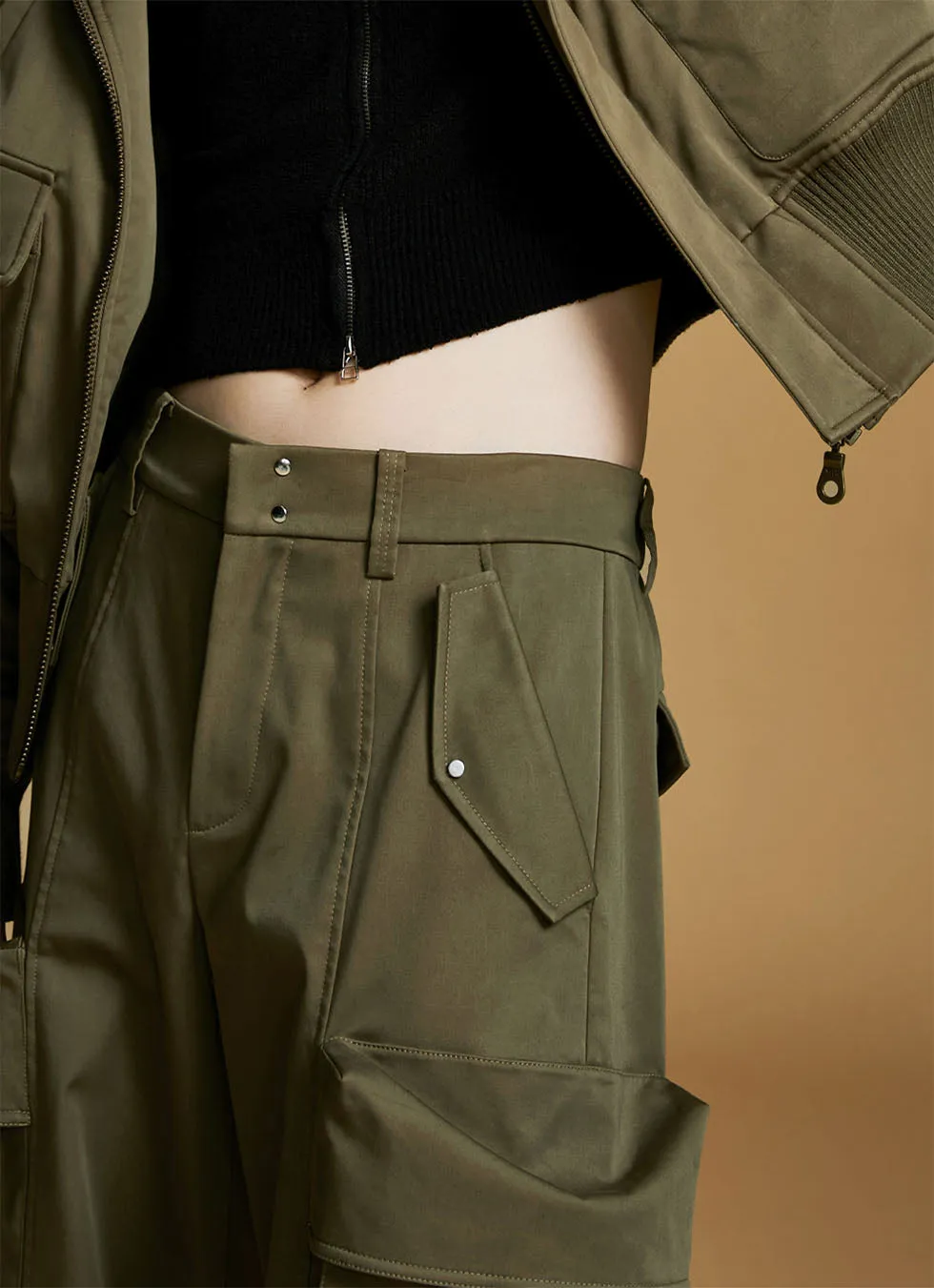 Three-dimensional construction Adjustable casual work pants