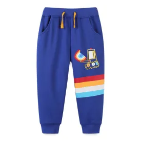 Toddler/Kid Boy's Excavator Print Design Blue Pants