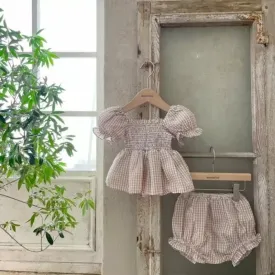 Toddlers Plaid Smocked Top & Shorts Set