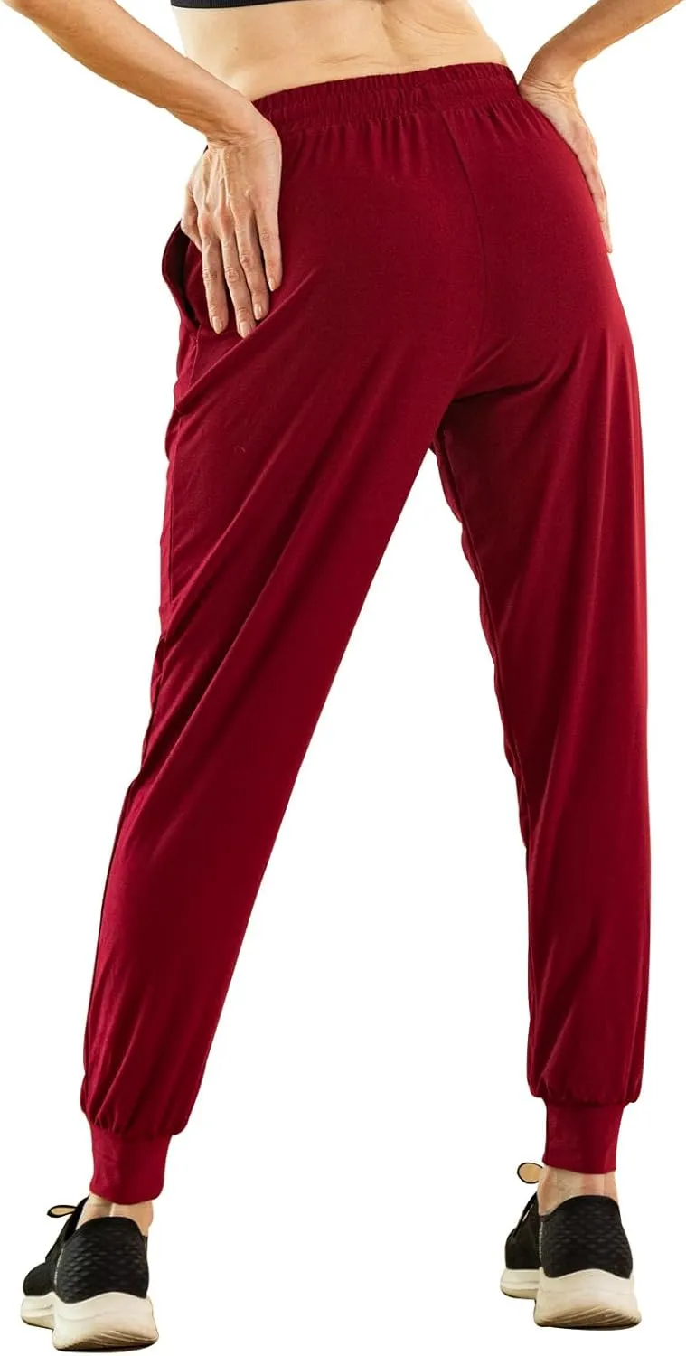 TRIUNION 2 Pack Womens Jogger Pants with Pockets Soft Tapered Joggers Sweatpants for Women Drawstring Lounge Pants