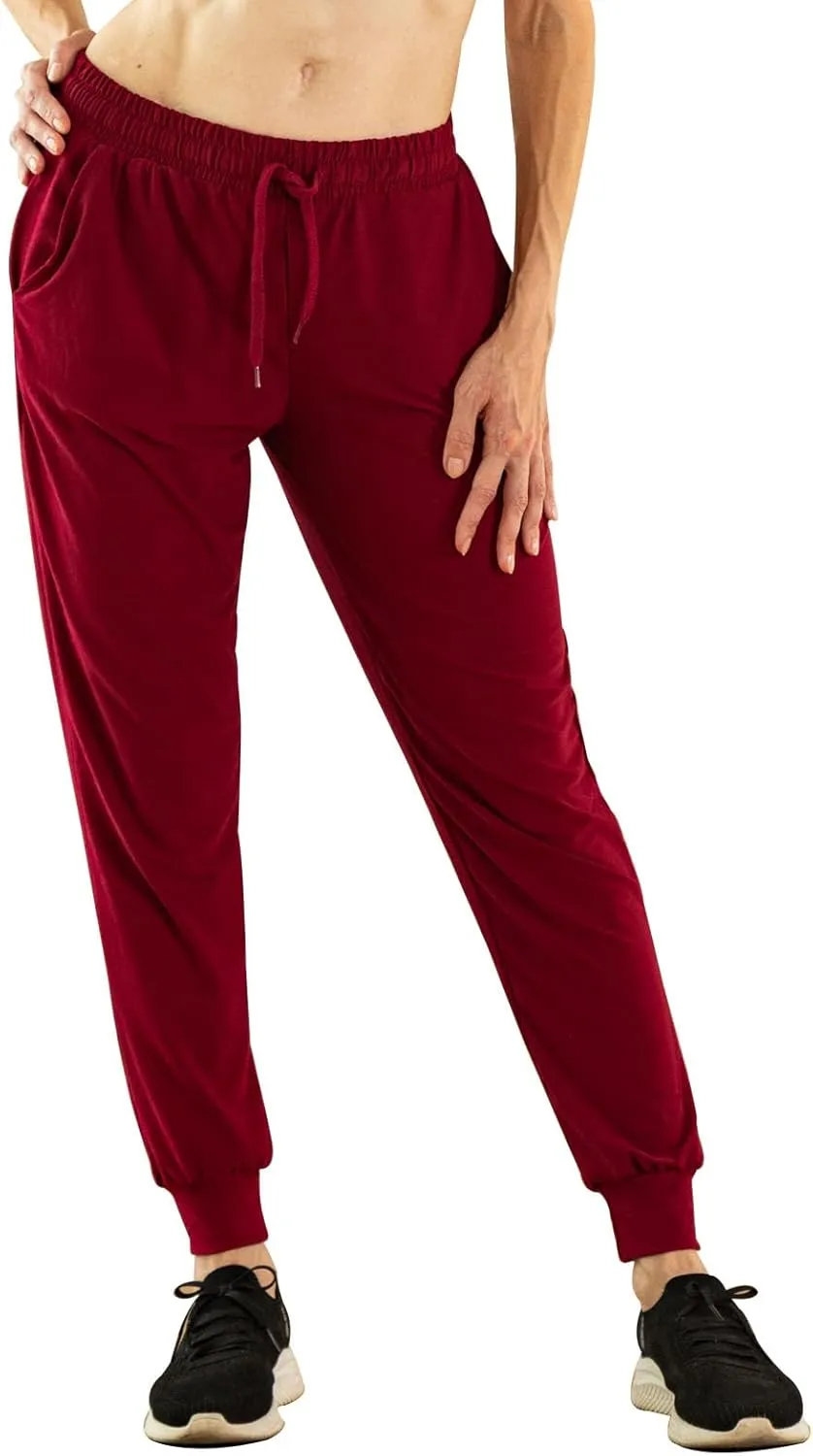 TRIUNION 2 Pack Womens Jogger Pants with Pockets Soft Tapered Joggers Sweatpants for Women Drawstring Lounge Pants