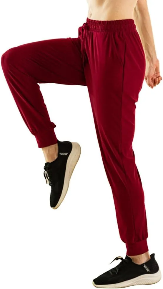 TRIUNION 2 Pack Womens Jogger Pants with Pockets Soft Tapered Joggers Sweatpants for Women Drawstring Lounge Pants