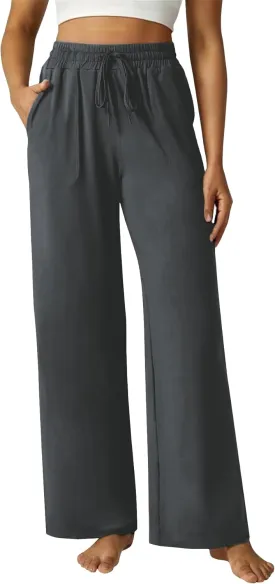 Wide Leg Pants Women High Waisted Slacks Lounge Baggy Flowy Palazzo Pants with Pockets