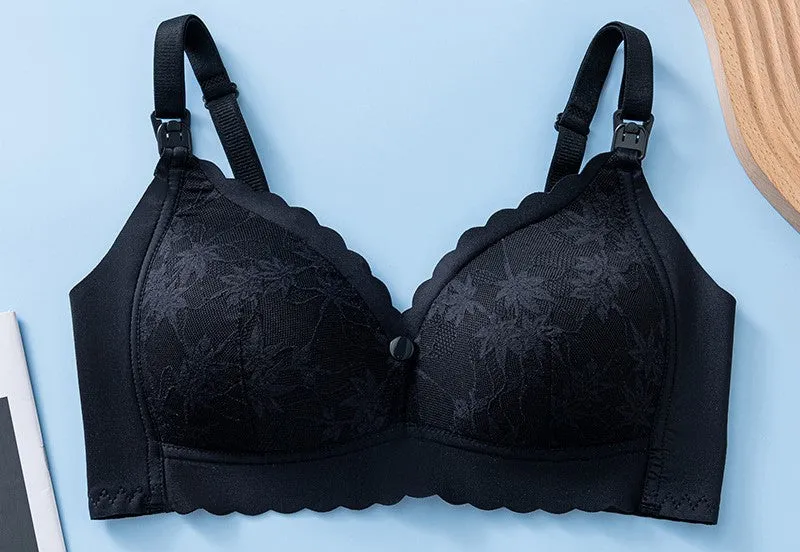 Women fixed cup front buckle, wire-free nursing bra, push-up, side breasts collection, pregnancy and lactation period, maternity bra, women's thin style