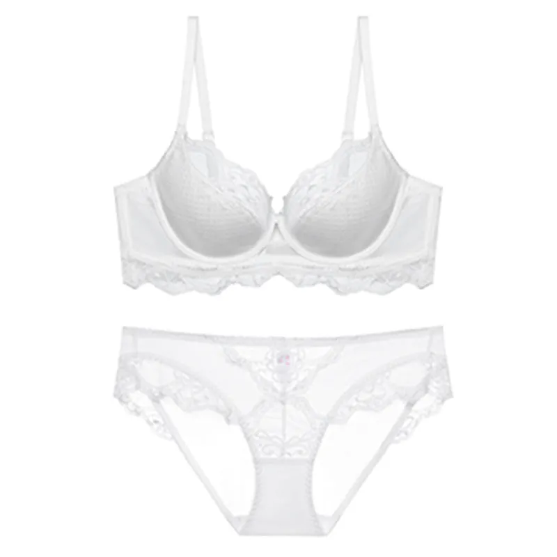 Women lace push-up side breast collection pure desire female small breast push-up thin bra underwear set