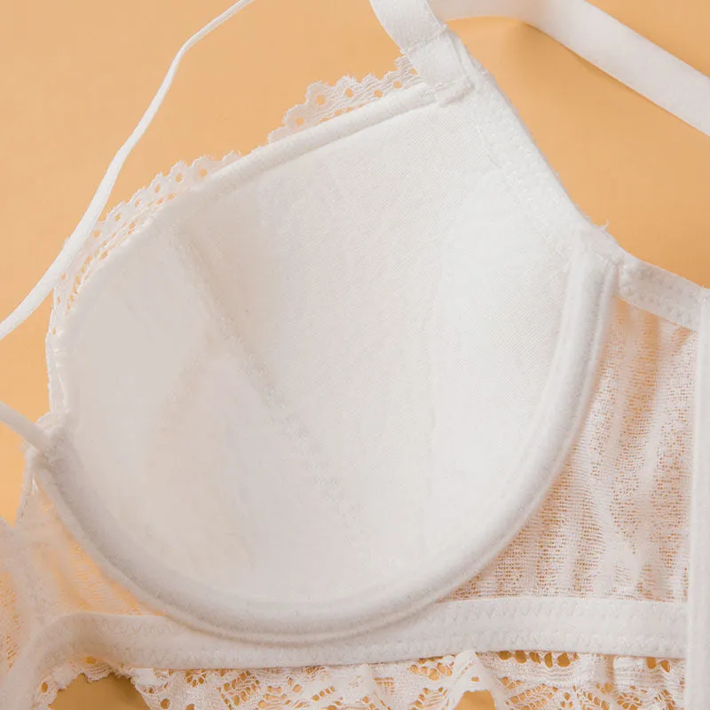Women lace push-up side breast collection pure desire female small breast push-up thin bra underwear set