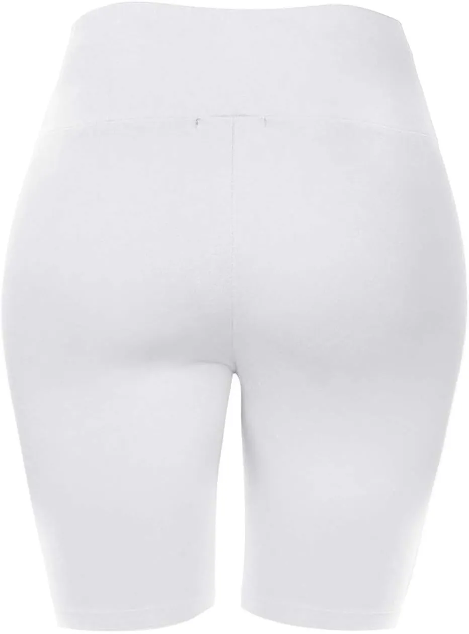 Women's Biker Shorts Buttery Soft High Waist Mid Thigh Cotton Spandex Pants