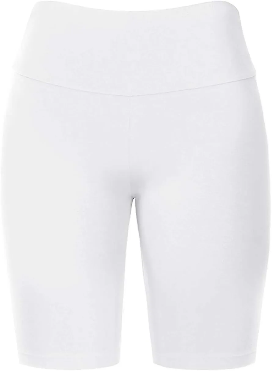 Women's Biker Shorts Buttery Soft High Waist Mid Thigh Cotton Spandex Pants